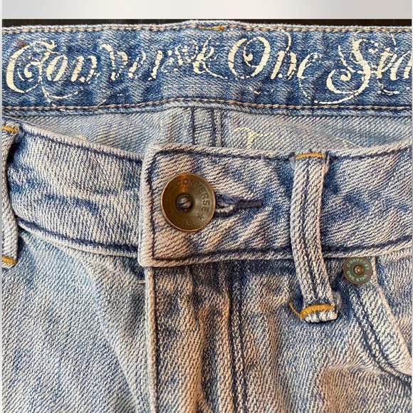 Vintage Denim Jeans Size 6 Converse One Star distressed embellished - Picture 4 of 8